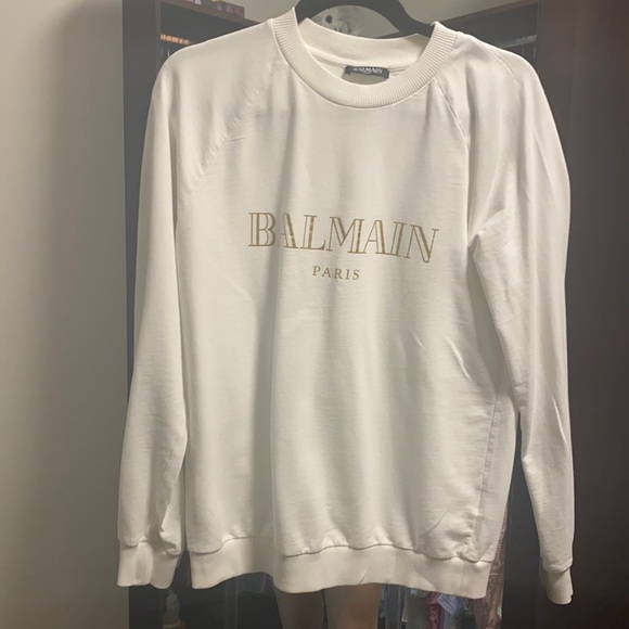 Balmain White And Gold Jumper Farfetch Balmain Kids Hoodie